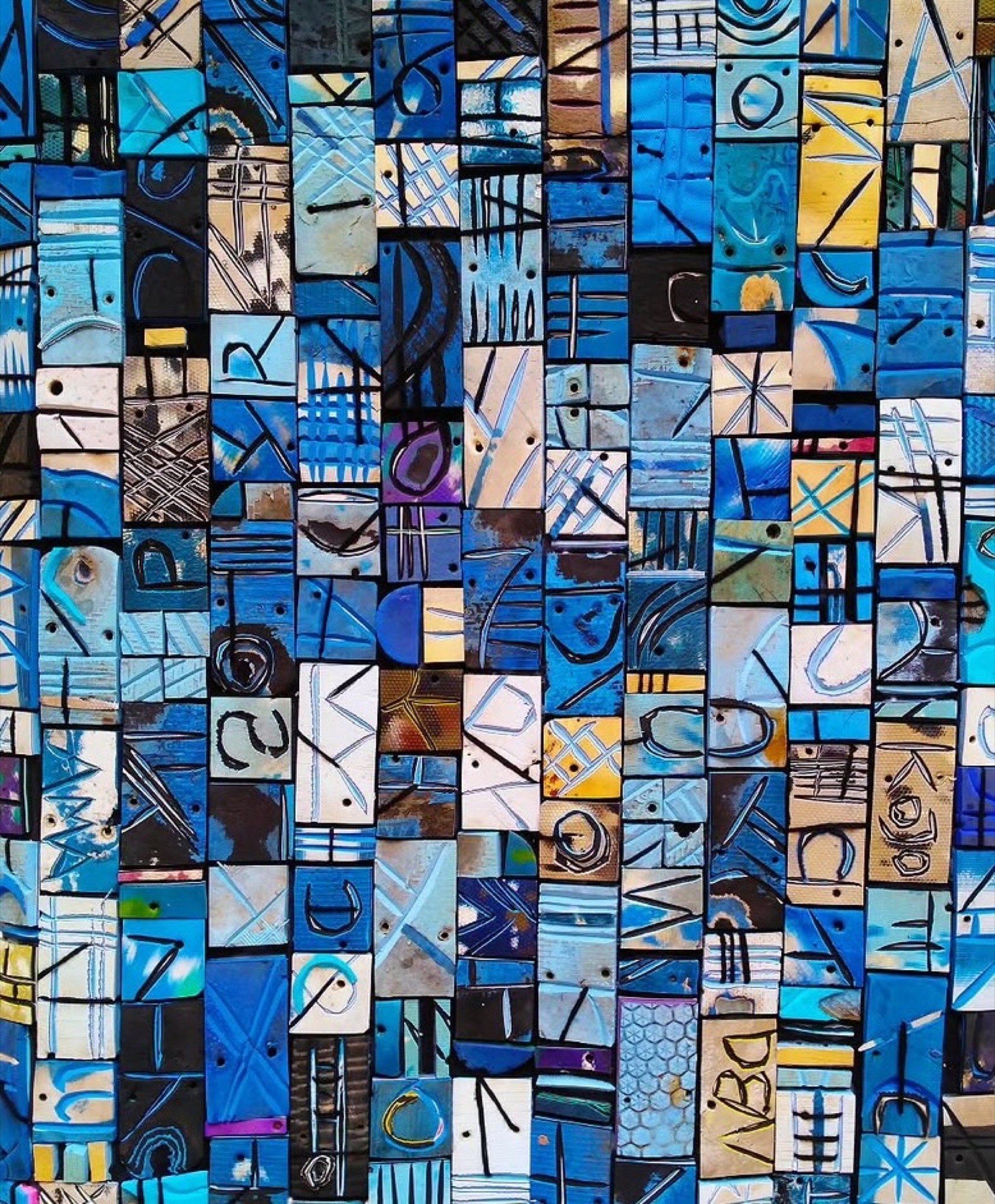 A painted mosaic artwork, in Ghana